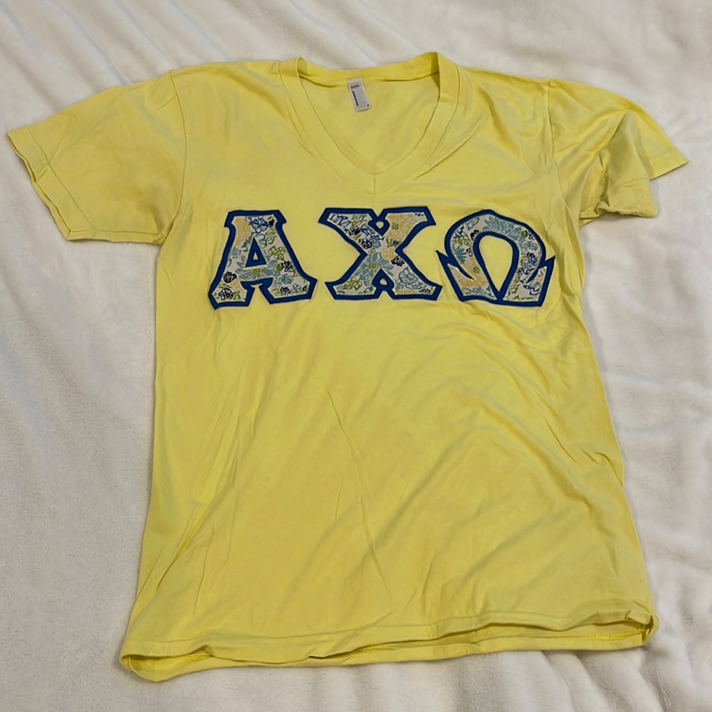 AXO (Alpha chi omega) stitch letter shirt